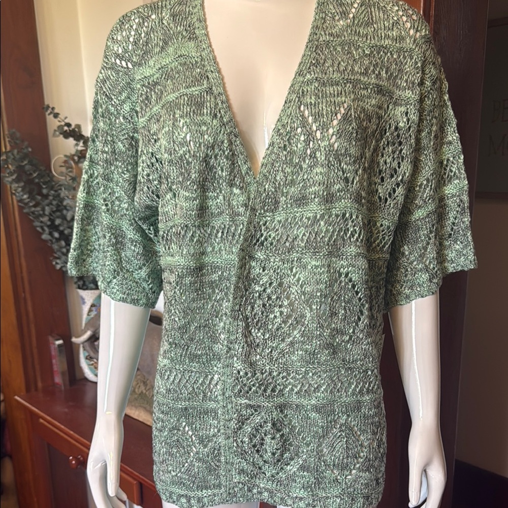 NWT Style&Co size small Green Knit Women's open cardigan